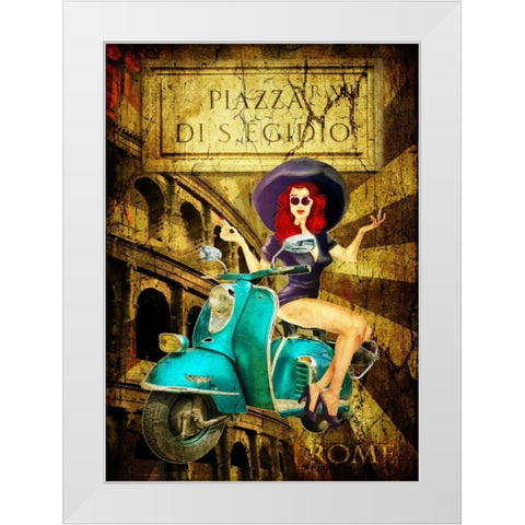 Pin Up Rome White Modern Wood Framed Art Print by Sola, Bresso