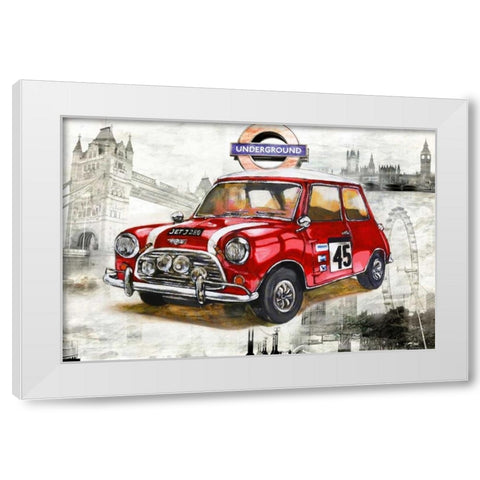 London Car White Modern Wood Framed Art Print by Sola, Bresso
