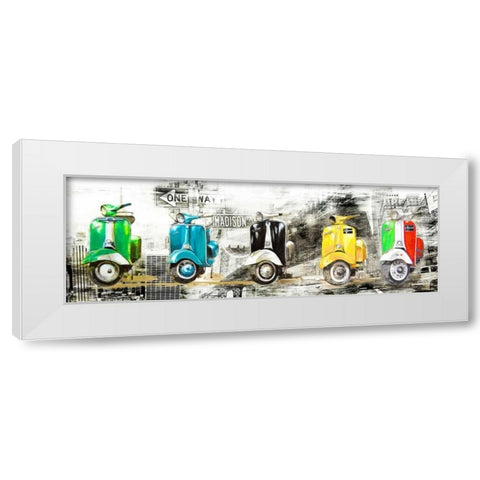 Vespa in NY White Modern Wood Framed Art Print by Sola, Bresso