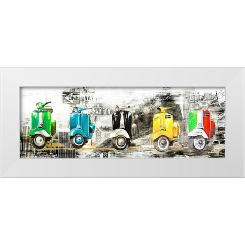 Vespa in NY White Modern Wood Framed Art Print by Sola, Bresso