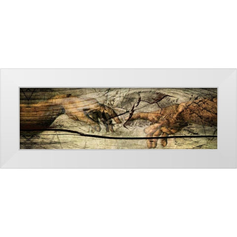 God and Adan White Modern Wood Framed Art Print by Sola, Bresso