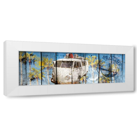 The beach van White Modern Wood Framed Art Print by Sola, Bresso