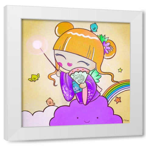Japanese Fairy White Modern Wood Framed Art Print by Vicedo, Diana
