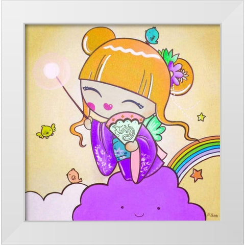 Japanese Fairy White Modern Wood Framed Art Print by Vicedo, Diana