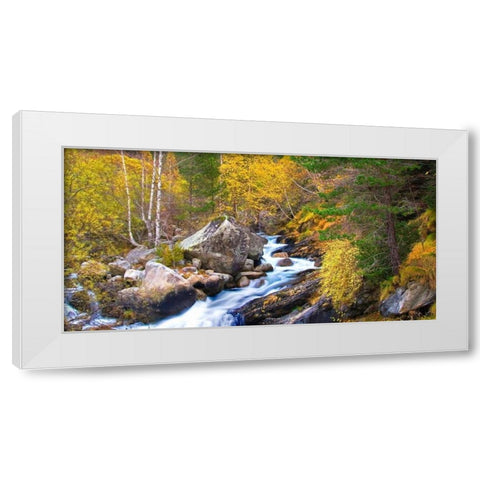 Forest and river 803 White Modern Wood Framed Art Print by Palacios, J.A.