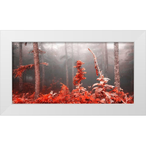 Red forest 809 White Modern Wood Framed Art Print by Palacios, J.A.