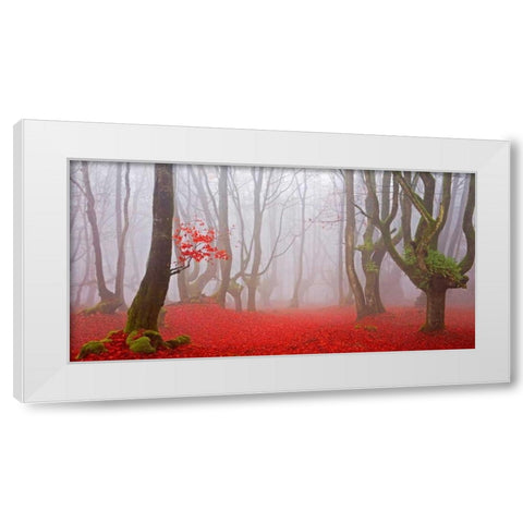 Red forest 811 White Modern Wood Framed Art Print by Palacios, J.A.
