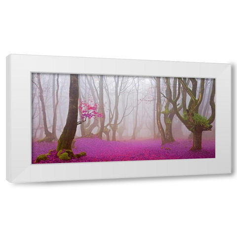 Fuchsia forest leaves 829 White Modern Wood Framed Art Print by Palacios, J.A.