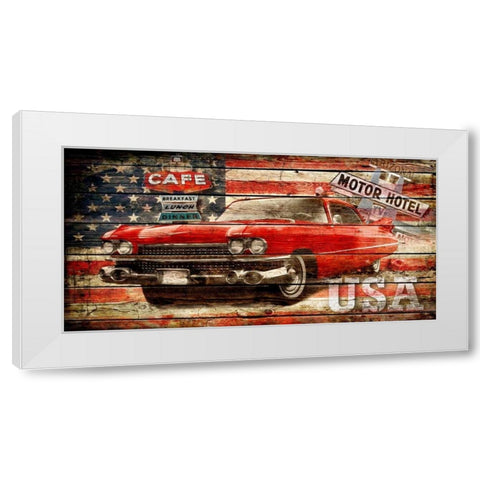 USA Collage 2 White Modern Wood Framed Art Print by Robins, John H.