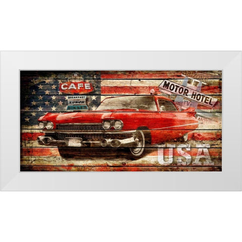 USA Collage 2 White Modern Wood Framed Art Print by Robins, John H.