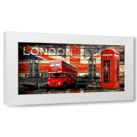 UK Collage 4 White Modern Wood Framed Art Print by Robins, John H.