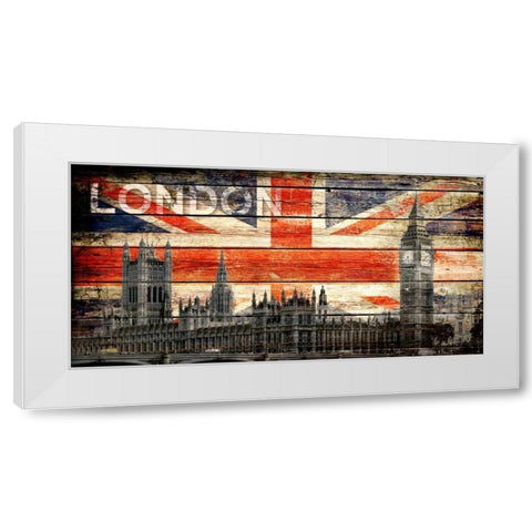 UK Collage 2 White Modern Wood Framed Art Print by Robins, John H.