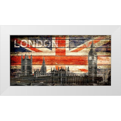 UK Collage 2 White Modern Wood Framed Art Print by Robins, John H.