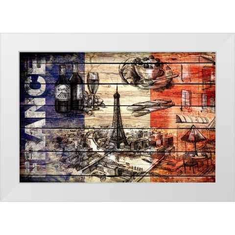 France Collage 03.02 White Modern Wood Framed Art Print by Robins, John H.