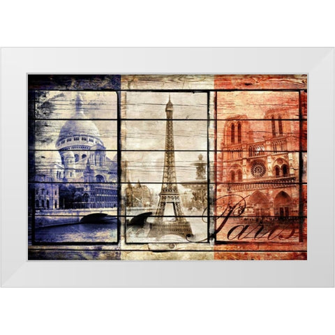 France Collage 02.02 White Modern Wood Framed Art Print by Robins, John H.