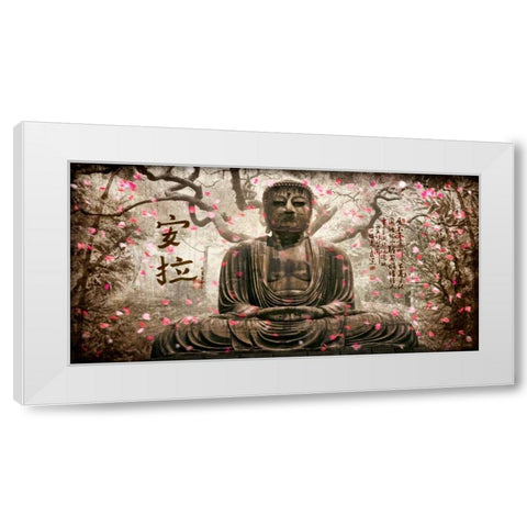 Buddha in tree silver White Modern Wood Framed Art Print by Ferriz, Jose