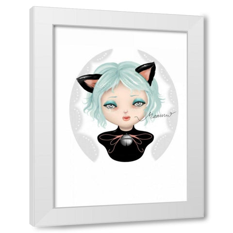 Cat face White Modern Wood Framed Art Print by Yuste, Patricia