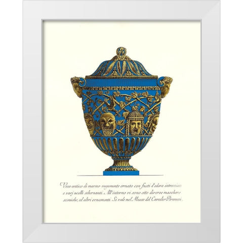 Blue Urn III White Modern Wood Framed Art Print by Piranesi