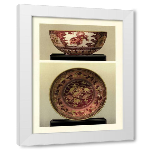 Oriental Bowl and Plate I White Modern Wood Framed Art Print by Unknown