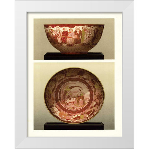 Oriental Bowl and Plate II White Modern Wood Framed Art Print by Audsley, George