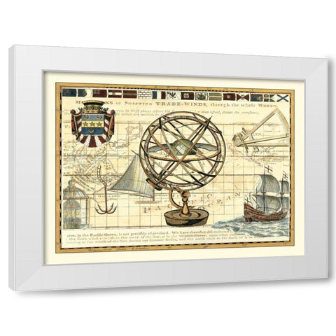 Nautical Map I White Modern Wood Framed Art Print by Bookman, D.