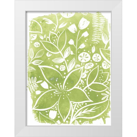 Garden Batik IV White Modern Wood Framed Art Print by Vess, June Erica