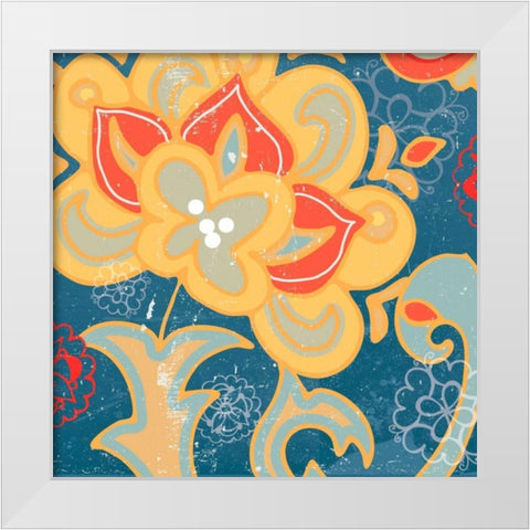 Paisley Blossom Red I White Modern Wood Framed Art Print by Mark, Leslie