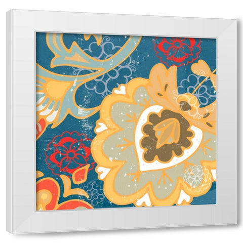Paisley Blossom Red II White Modern Wood Framed Art Print by Mark, Leslie