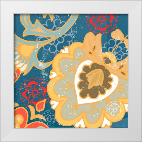 Paisley Blossom Red II White Modern Wood Framed Art Print by Mark, Leslie