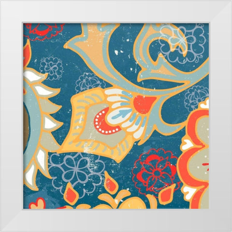 Paisley Blossom Red III White Modern Wood Framed Art Print by Mark, Leslie