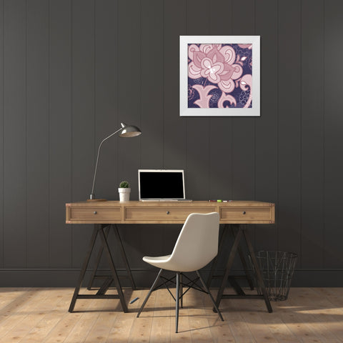 Paisley Blossom Mauve I White Modern Wood Framed Art Print by Mark, Leslie
