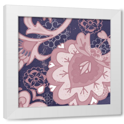 Paisley Blossom Mauve II White Modern Wood Framed Art Print by Mark, Leslie