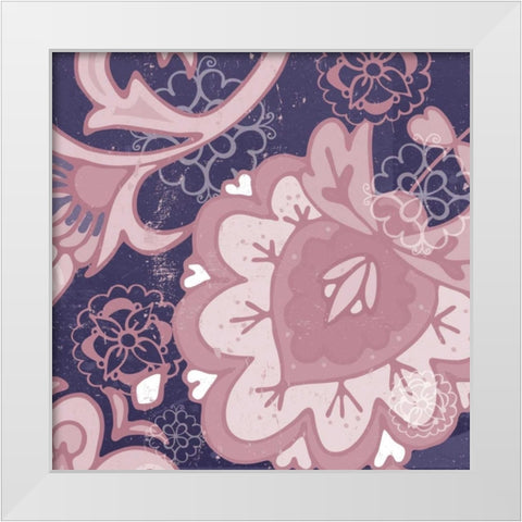 Paisley Blossom Mauve II White Modern Wood Framed Art Print by Mark, Leslie