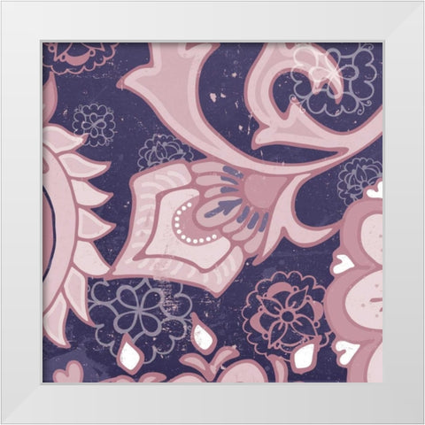 Paisley Blossom Mauve III White Modern Wood Framed Art Print by Mark, Leslie
