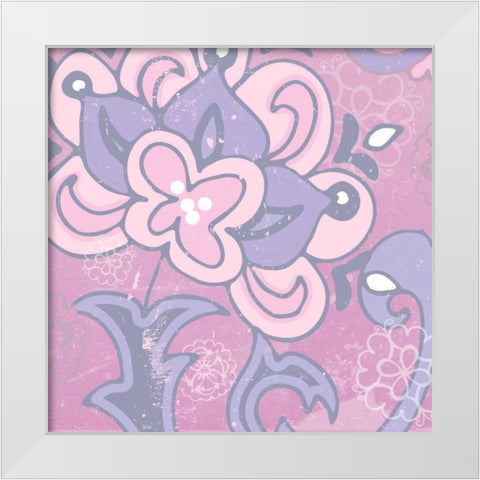 Paisley Blossom Pink I White Modern Wood Framed Art Print by Mark, Leslie