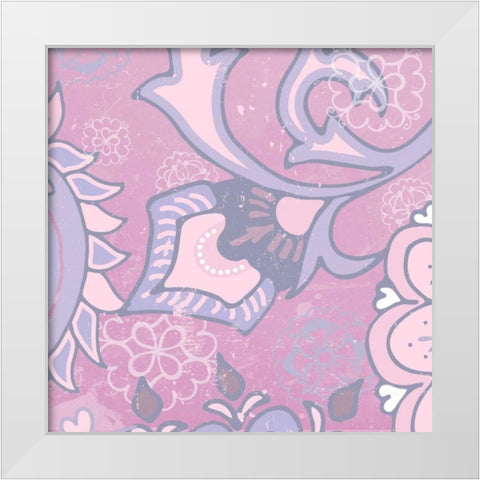 Paisley Blossom Pink III White Modern Wood Framed Art Print by Mark, Leslie