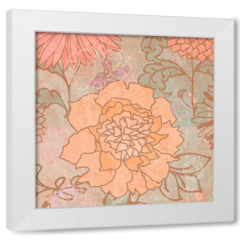 Floral Punch I White Modern Wood Framed Art Print by Mark, Leslie