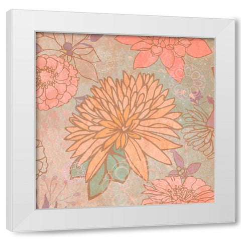 Floral Punch II White Modern Wood Framed Art Print by Mark, Leslie