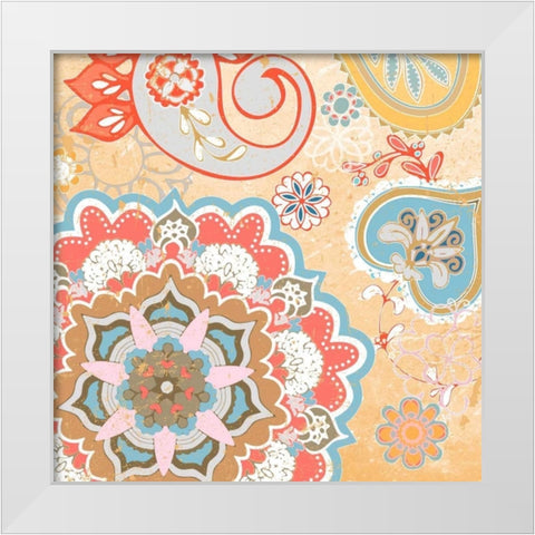 Paisley Faire V White Modern Wood Framed Art Print by Mark, Leslie