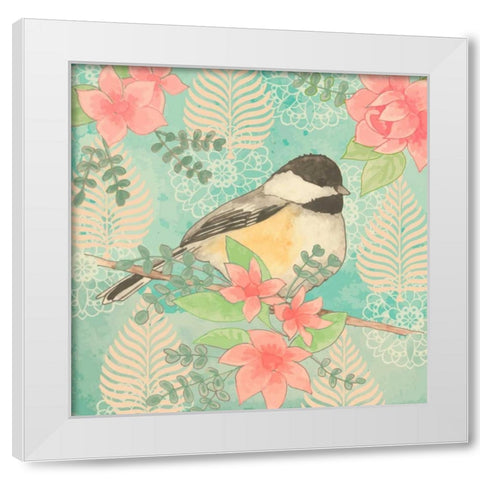 Chickadee Day I White Modern Wood Framed Art Print by Mark, Leslie