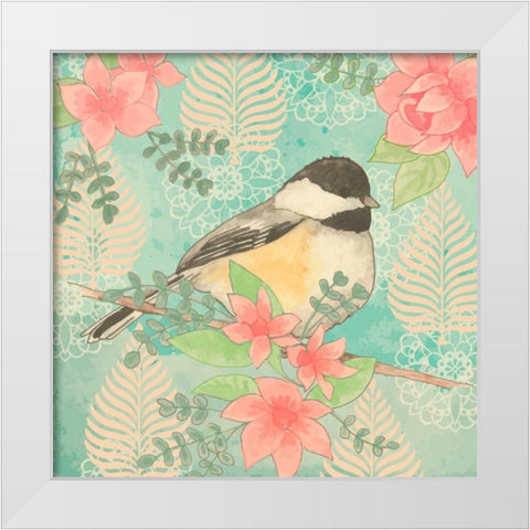 Chickadee Day I White Modern Wood Framed Art Print by Mark, Leslie