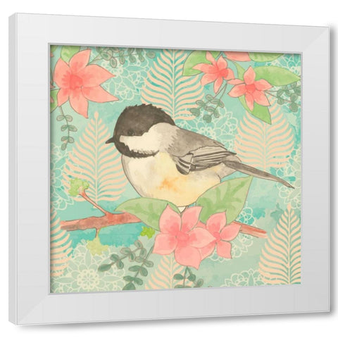 Chickadee Day II White Modern Wood Framed Art Print by Mark, Leslie