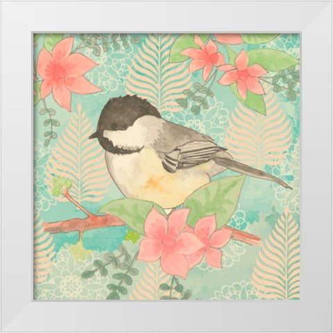 Chickadee Day II White Modern Wood Framed Art Print by Mark, Leslie