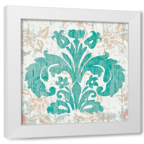 Damask Stamp III White Modern Wood Framed Art Print by Mark, Leslie