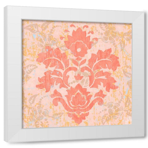 Damask Stamp V White Modern Wood Framed Art Print by Mark, Leslie