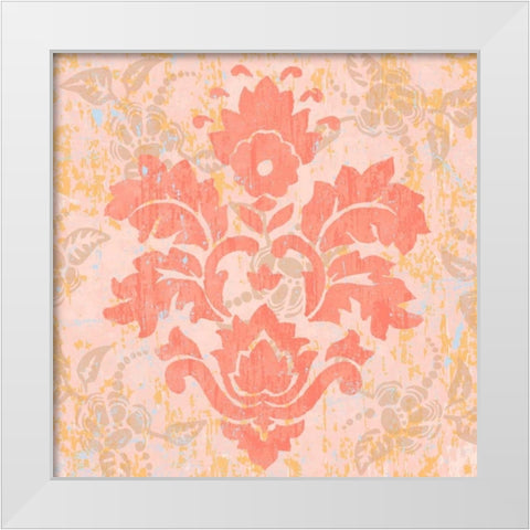 Damask Stamp V White Modern Wood Framed Art Print by Mark, Leslie