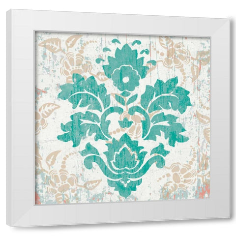 Damask Stamp VI White Modern Wood Framed Art Print by Mark, Leslie