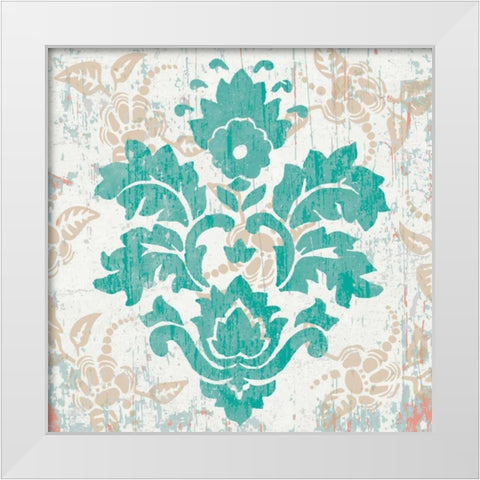 Damask Stamp VI White Modern Wood Framed Art Print by Mark, Leslie