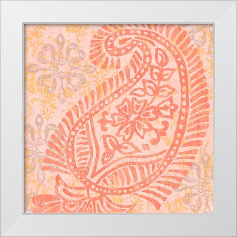 Block Print Paisley I White Modern Wood Framed Art Print by Mark, Leslie