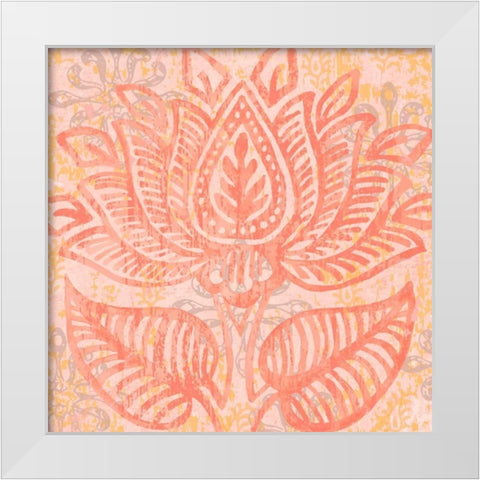 Block Print Paisley II White Modern Wood Framed Art Print by Mark, Leslie